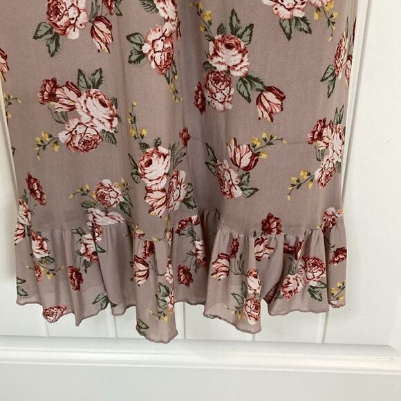 No Comment Womens Slip Style Dress L Blush Taupe Floral Midi Feminine Whimsy - Picture 5 of 10